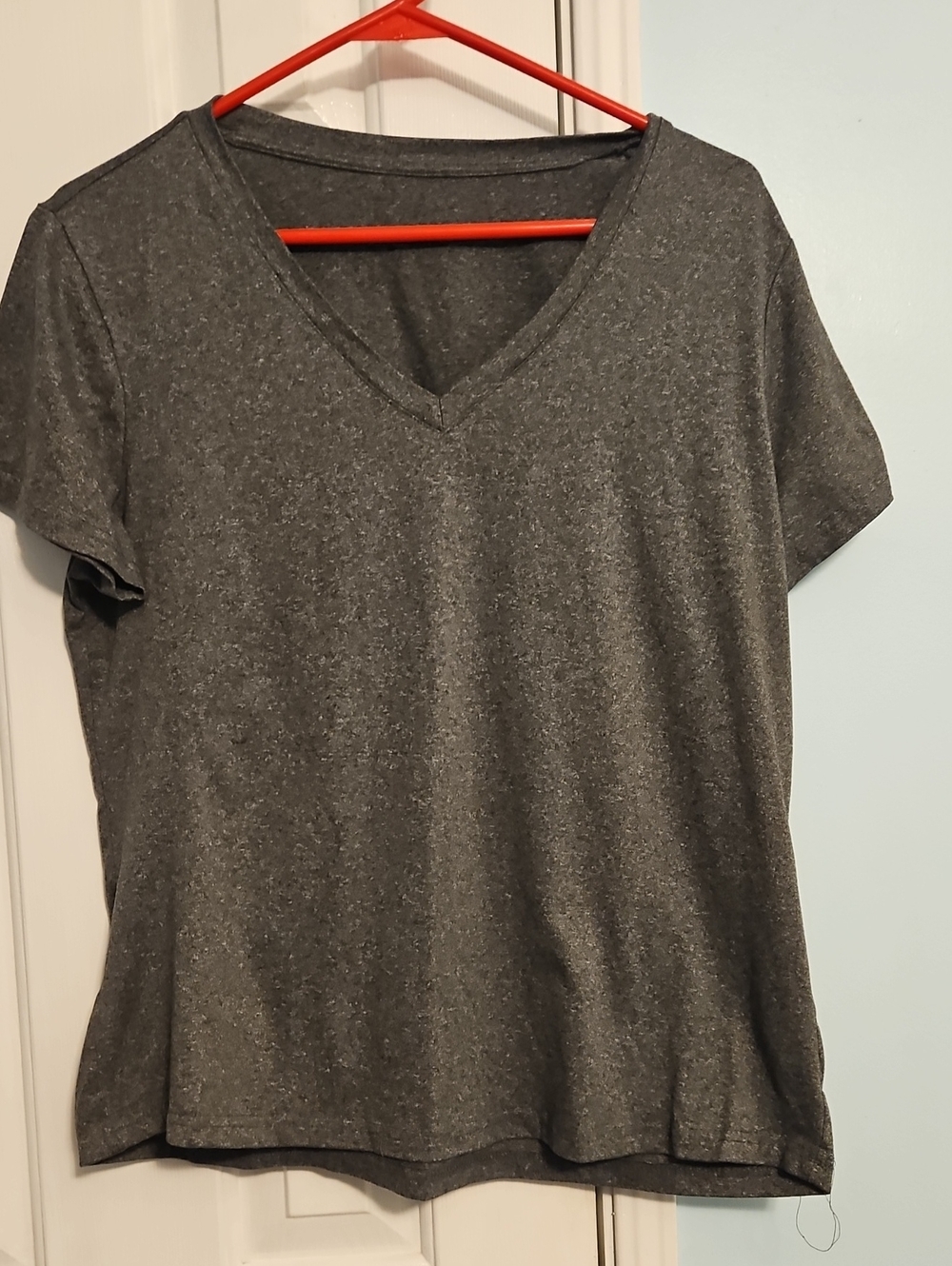Classic Women's V-Neck Short Sleeve Top - Gray